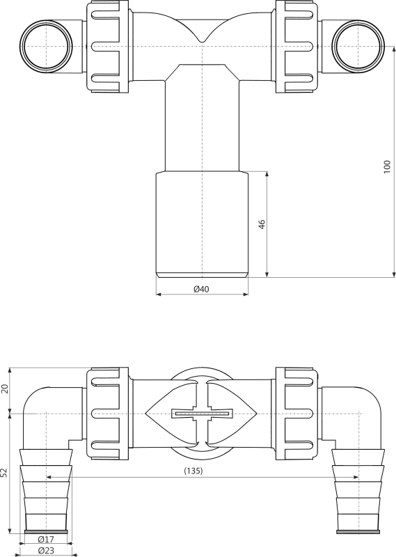 Двойной штуцер G1"/17-23 с обратными клапанами Двойной штуцер G1"/17-23 с обратными клапанами