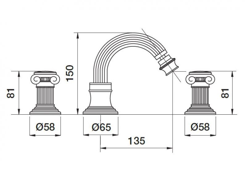 APHRODITE-BBS2-01-S1 Смеситель для биде на три отверстия с донным клапаном Исполнение: Хром, Ручки: Металл  APHRODITE-BBS2-01-S1 Смеситель для биде на три отверстия с донным клапаном Исполнение: Хром, Ручки: Металл