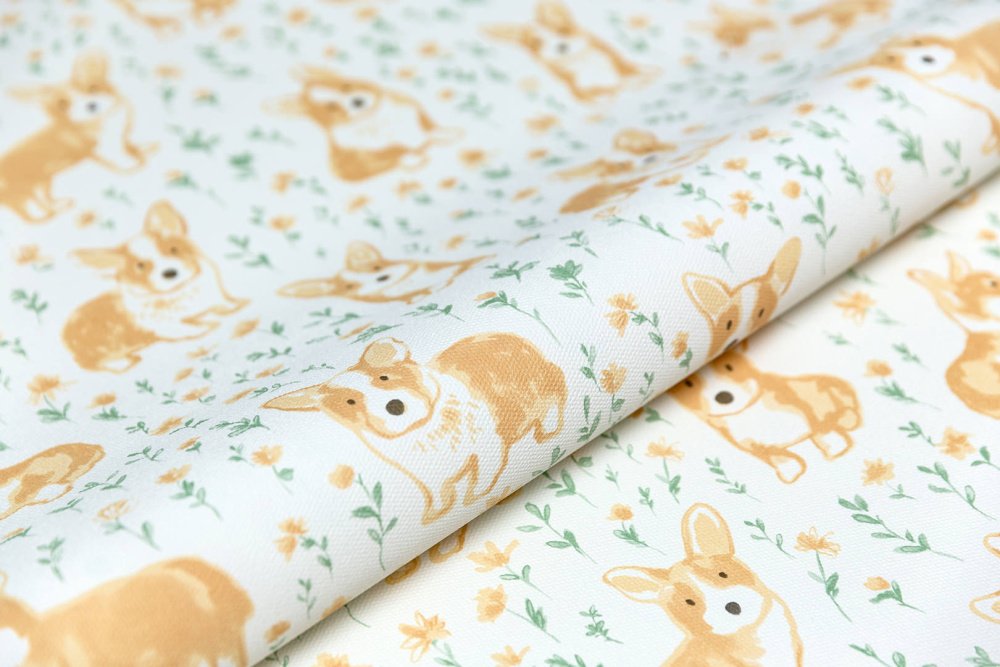 Обои виниловые Уик-энд мотив, жёлто-зелёный корги Обои виниловые Уик-энд мотив, жёлто-зелёный корги