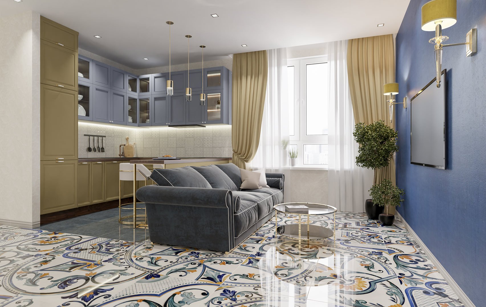 Обои виниловые Оранжерея база, синий Обои виниловые Оранжерея база, синий