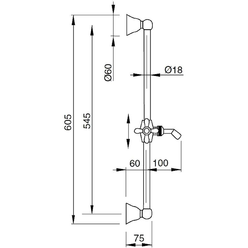 CZR-SD-01-Bi Душевой гарнитур классика, хром, ручка белая CZR-SD-01-Bi Душевой гарнитур классика, хром, ручка белая