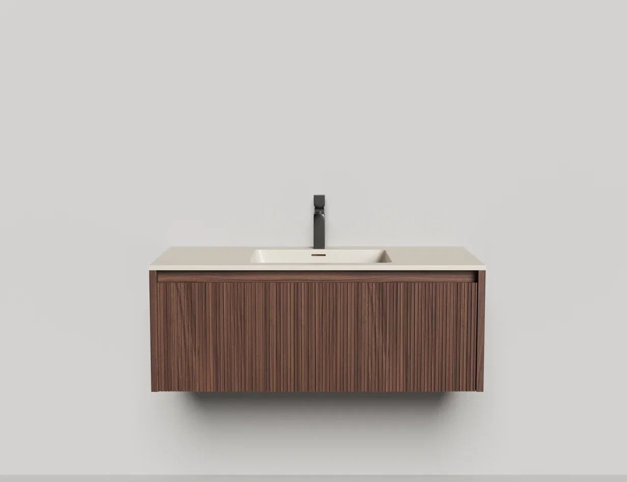 Подвесная тумба Domino 1000, шпон Onda Plus, фрезерованный фасад Подвесная тумба Domino 1000, шпон Onda Plus, фрезерованный фасад