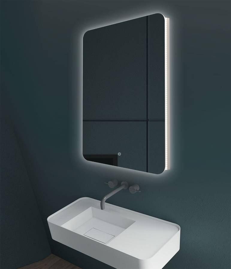 Зеркало LED VLM-3BE600 600х800 c сенсорным выключателем и диммером Зеркало LED VLM-3BE600 600х800 c сенсорным выключателем и диммером