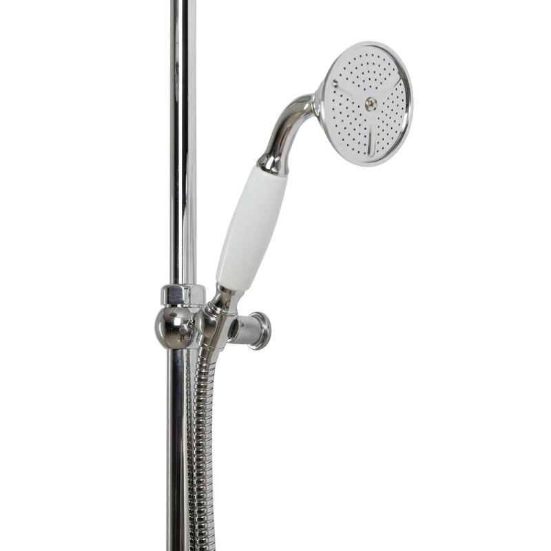 GOLF-CD-01-Bi Душевая колонна со смесителем, верхним и ручным душем, цвет хром, ручка ручного душа белыя GOLF-CD-01-Bi Душевая колонна со смесителем, верхним и ручным душем, цвет хром, ручка ручного душа белыя