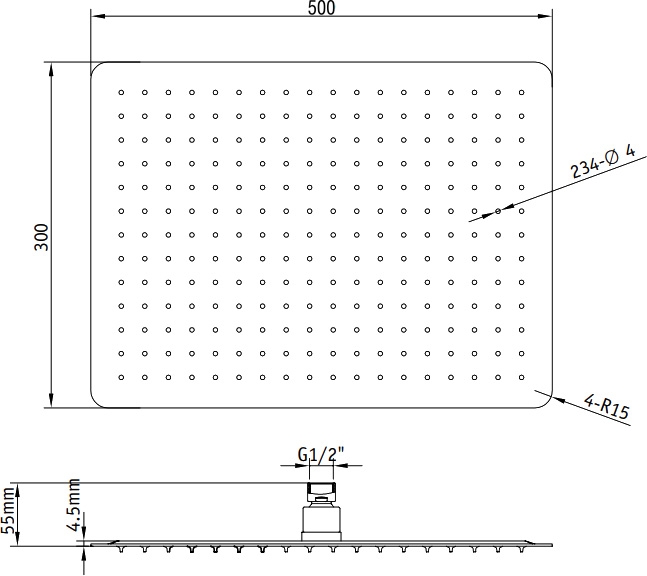 Верхний душ прямоугольный RGW SP-84 21148450-01 Верхний душ прямоугольный RGW SP-84 21148450-01