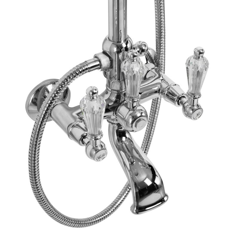 DIAMOND-CVD-01-Sw Душевая стойка со смесителем для ванны Исполнение: Хром, Ручки: Swarovski  DIAMOND-CVD-01-Sw Душевая стойка со смесителем для ванны Исполнение: Хром, Ручки: Swarovski