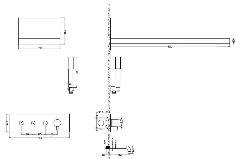 Душевая система с изливом Boheme Fusion Gold Душевая система с изливом Boheme Fusion Gold