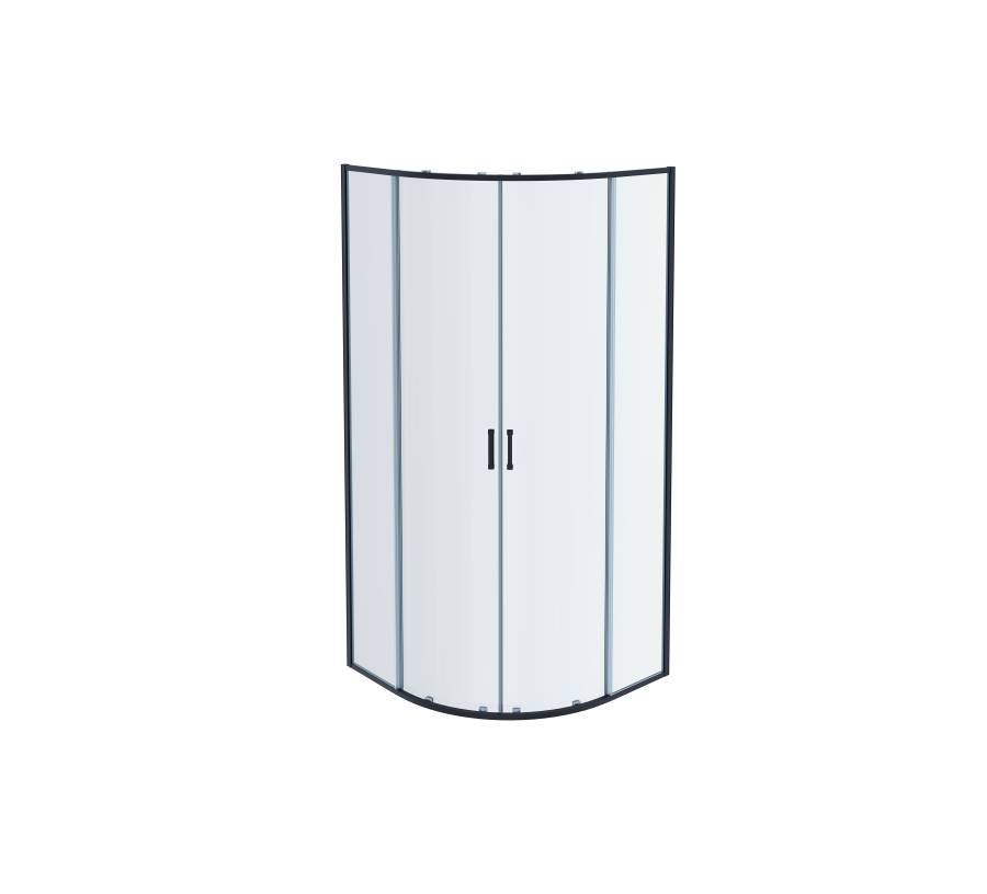 AQ ARI RO10020BL Душевой уголок 1/4 круга, двери раздвижные 1000x1000x2000, профиль черный, стекло прозрачное AQ ARI RO10020BL Душевой уголок 1/4 круга, двери раздвижные 1000x1000x2000, профиль черный, стекло прозрачное