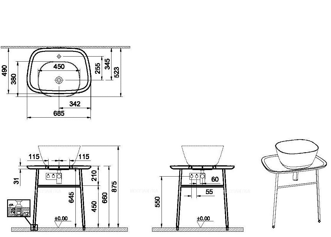 Столешница Plural 70 см под раковину, пристенная, низкая, цвет матовый белый Столешница Plural 70 см под раковину, пристенная, низкая, цвет матовый белый