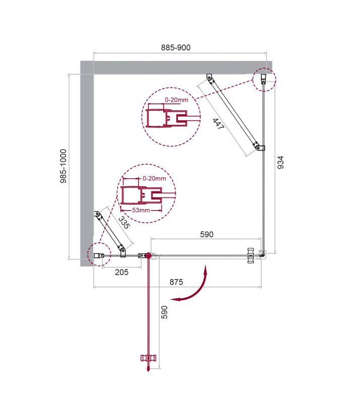 Душевой уголок BelBagno ETNA-AH-12-90/80-C-Cr Душевой уголок BelBagno ETNA-AH-12-90/80-C-Cr
