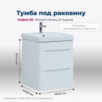 Тумба под раковину Aquanet София 50 белый глянец (2 ящика) Тумба под раковину Aquanet София 50 белый глянец (2 ящика)
