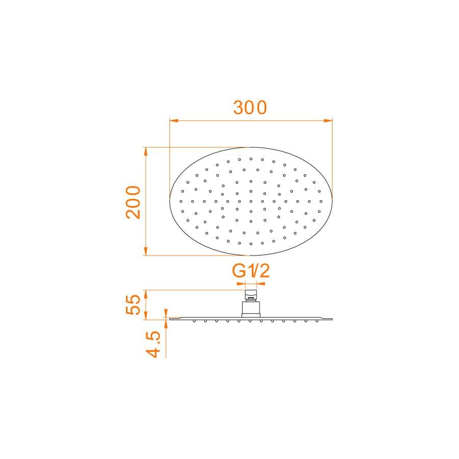 Верхний душ овальный RGW SP-83, RGW 21148330-01 Верхний душ овальный RGW SP-83, RGW 21148330-01