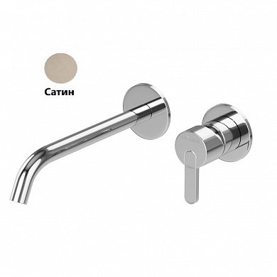 LEAF-BLI2-L-ST Смеситель для раковины встраиваемый однорычажный, на два отверстия, длина излива 23 см, исполнение Satinox