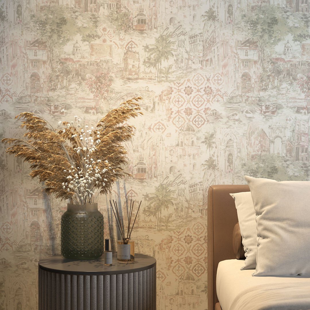 Обои виниловые Впечатление мотив, зелёный Обои виниловые Впечатление мотив, зелёный