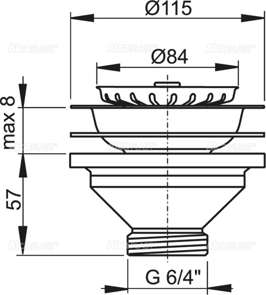 Донный клапан сифона для мойки 6/4" с нержавеющей peшeткой DN115 Донный клапан сифона для мойки 6/4" с нержавеющей peшeткой DN115