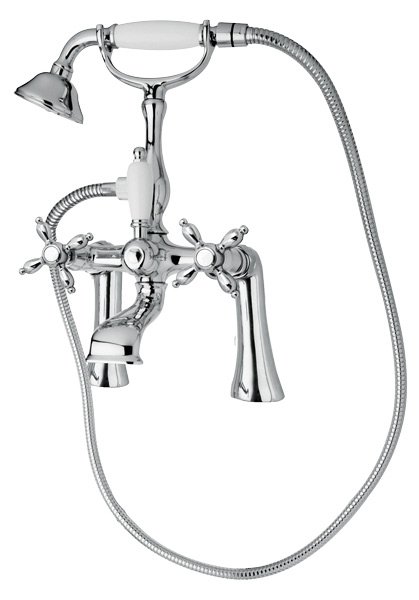 NOSTALGIA-PBV-02-Bi Смеситель на борт ванны с ручным душем Исполнение: Бронза Ручка ручного душа:Белая  NOSTALGIA-PBV-02-Bi Смеситель на борт ванны с ручным душем Исполнение: Бронза Ручка ручного душа:Белая