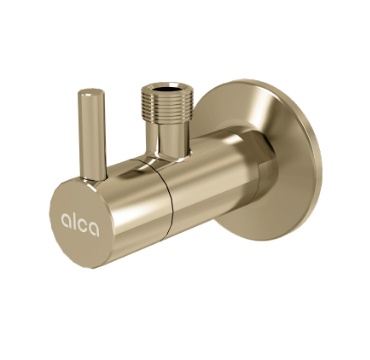 Угловой вентиль с фильтром 1/2"×3/8", круглый, GOLD-глянец