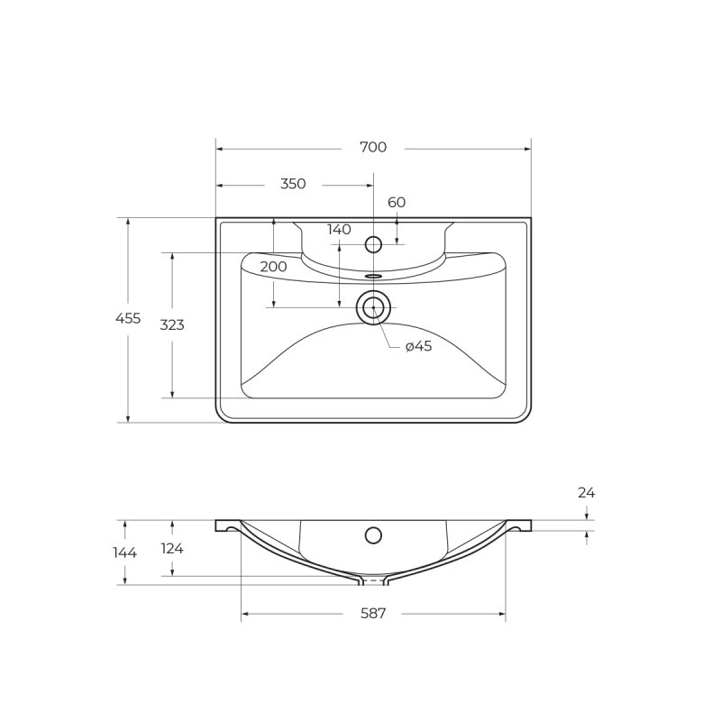 Раковина из литьевого мрамора BelBagno BB700/455-LV-MR-ALR Раковина из литьевого мрамора BelBagno BB700/455-LV-MR-ALR