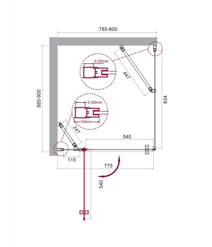 Душевой уголок BelBagno ETNA-AH-12-90/80-C-Cr Душевой уголок BelBagno ETNA-AH-12-90/80-C-Cr