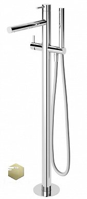 LEAF-VDP-L-PR Напольный смеситель для ванны и душа однорычажный в комплекте с ручным душем и шлангом, исполнение Sunrise PVD