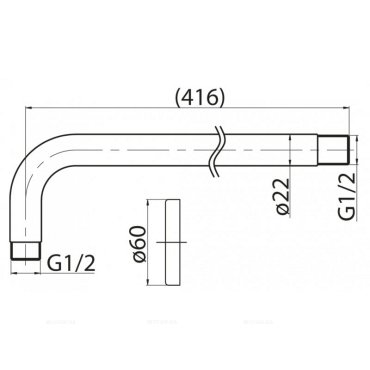Излив для тропического душа, круглое сечение, нержавеющая сталь, исполнение сатин BB-DAT-IN