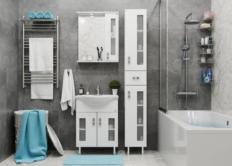 Тумба Onika Кристалл 60 напольная, белая (ум. Байкал 60) Тумба Onika Кристалл 60 напольная, белая (ум. Байкал 60)