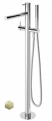 LEAF-VDP-L-SR Напольный смеситель для ванны и душа однорычажный в комплекте с ручным душем и шлангом, исполнение Sunrise