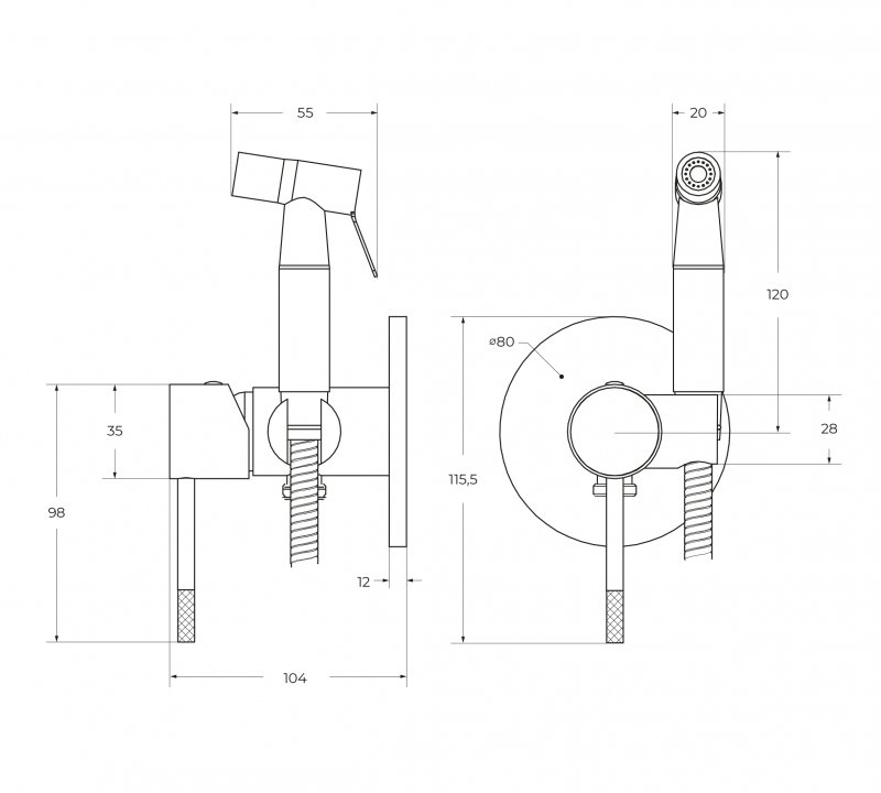 RELAX-DIF-01 Гигиенический душ со смесителем, хром RELAX-DIF-01 Гигиенический душ со смесителем, хром