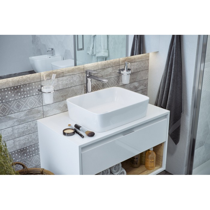 Тумба под накладную раковину EXCELLENT Tuto 80 см (белый/белый), 1 ящик Тумба под накладную раковину EXCELLENT Tuto 80 см (белый/белый), 1 ящик