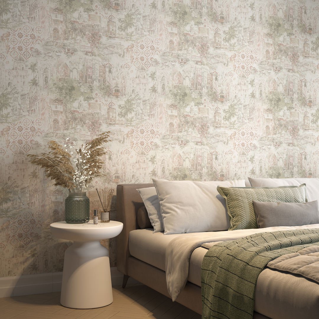 Обои виниловые Впечатление мотив, зелёный Обои виниловые Впечатление мотив, зелёный