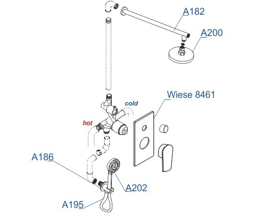 A84202 Встраиваемый комплект для душа с верхней душевой насадкой и лейкой Wasserkraft A84202 Встраиваемый комплект для душа с верхней душевой насадкой и лейкой Wasserkraft