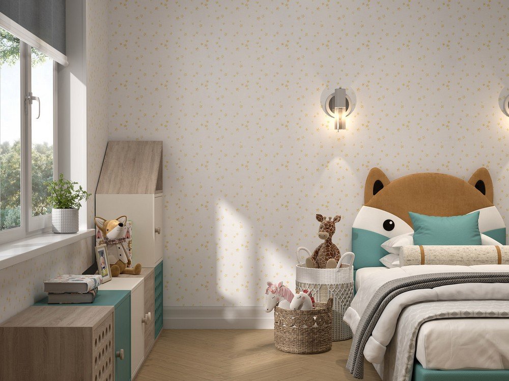 Обои виниловые Уик-энд мотив, бежево-жёлтый звезды Обои виниловые Уик-энд мотив, бежево-жёлтый звезды