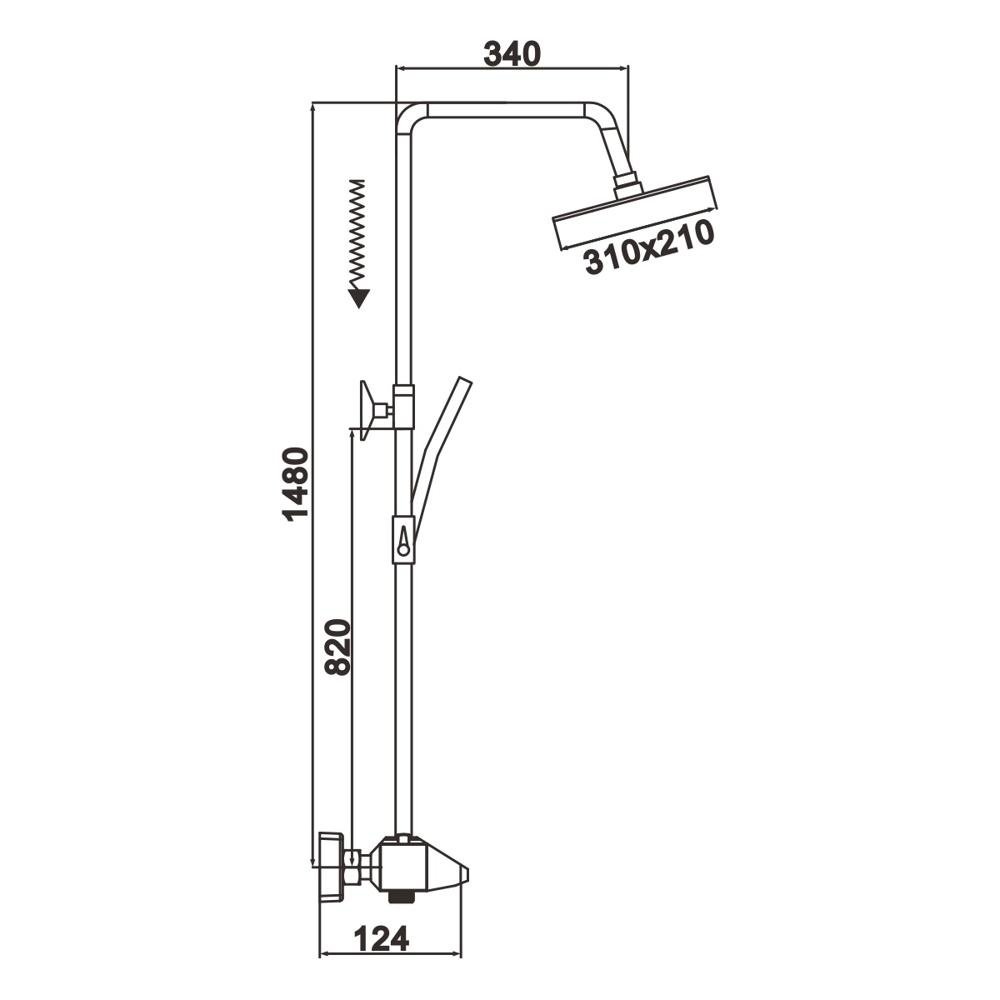 Душевая система латунь хром R3736 Душевая система латунь хром R3736