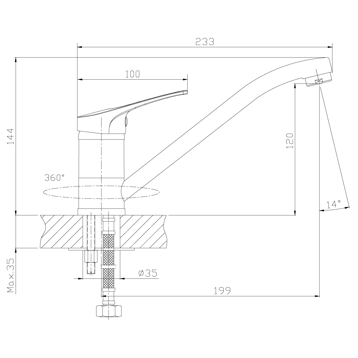 Смеситель Rossinka B35-21 для кухни Смеситель Rossinka B35-21 для кухни