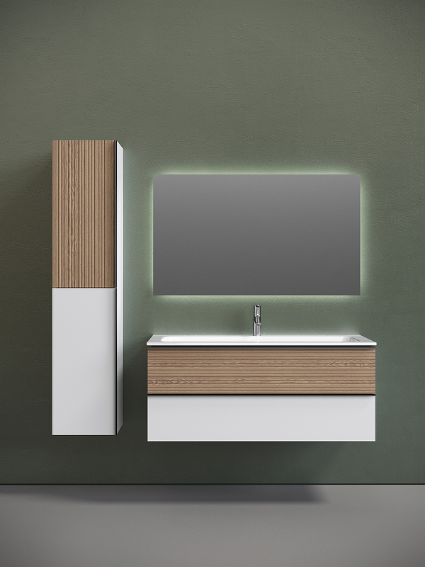 Тумба подвесная SANCOS Delta 1195х445х500, c двумя ящиками оснащенными доводчиками , дуб светлый/белый , арт. DL120W Тумба подвесная SANCOS Delta 1195х445х500, c двумя ящиками оснащенными доводчиками , дуб светлый/белый , арт. DL120W