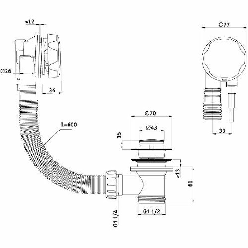 Слив-перелив (в сборе) "АНИ пласт"  ЕМ-301 для ванны, шт Слив-перелив (в сборе) "АНИ пласт"  ЕМ-301 для ванны, шт