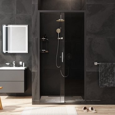 W90G-100-1-195BG Gem Solo Дверь душевая 100х195, стекло тонированное, профиль Черный матовый
