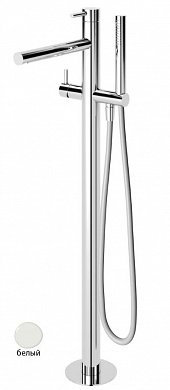 LEAF-VDP-L-BIO Напольный смеситель для ванны и душа однорычажный в комплекте с ручным душем и шлангом, исполнение Белый матовый