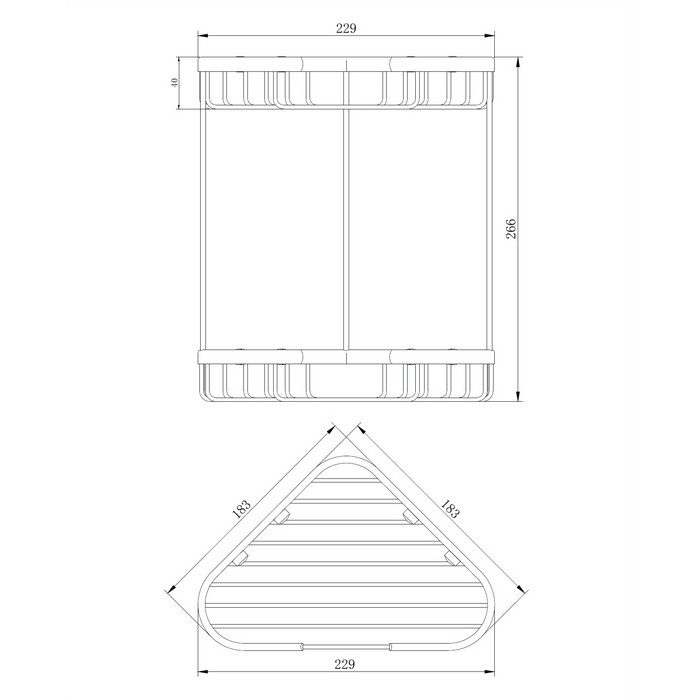 Полка-корзинка для душа угловая двойная 18,3х18,3 см OMNIRES UN3515ACR (хром) Полка-корзинка для душа угловая двойная 18,3х18,3 см OMNIRES UN3515ACR (хром)