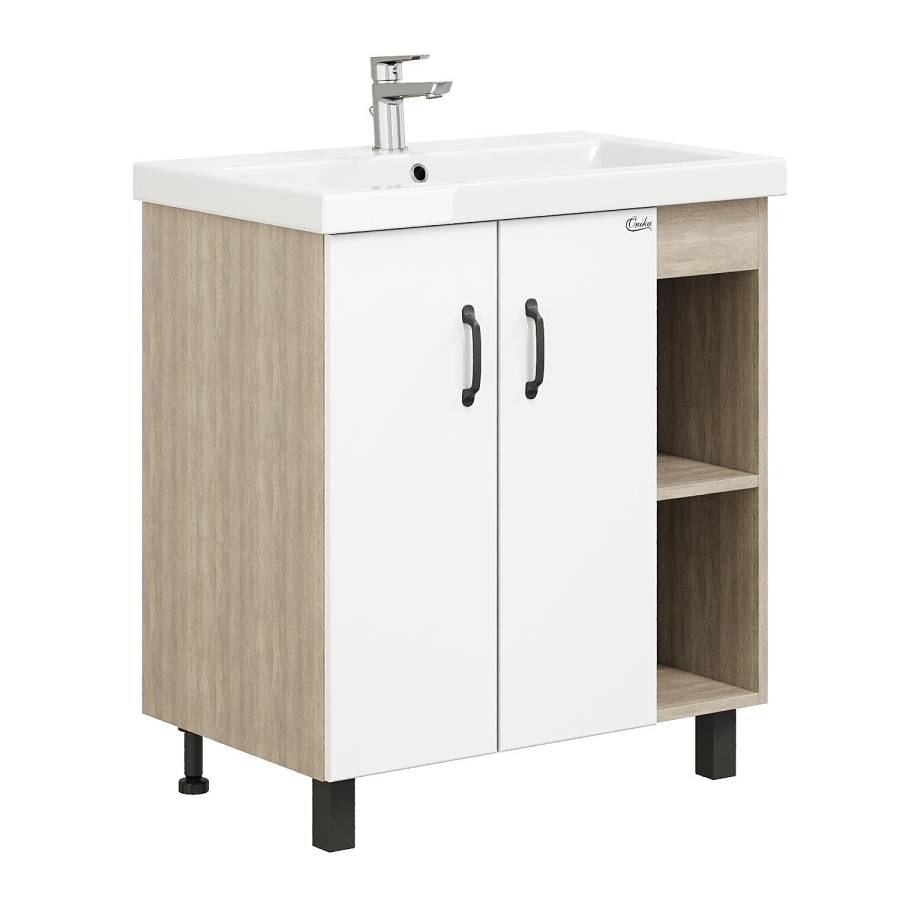 Тумба Onika Тимбер 70 напольная, белая мат./дуб сонома (ум. Фостер 70) Тумба Onika Тимбер 70 напольная, белая мат./дуб сонома (ум. Фостер 70)