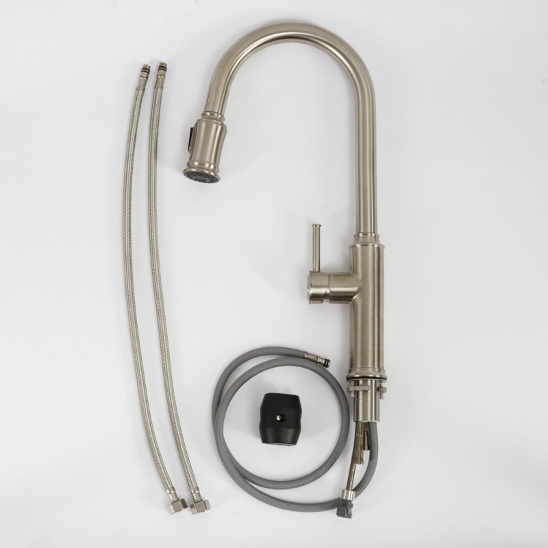 Смеситель для кухни с выдвижным изливом, двухрежимный, нержавеющая сталь, исполнение сатин BB-LAM58-IN Смеситель для кухни с выдвижным изливом, двухрежимный, нержавеющая сталь, исполнение сатин BB-LAM58-IN