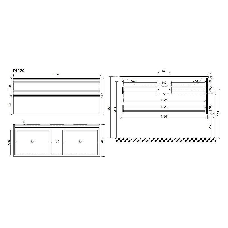 Тумба подвесная SANCOS Delta 1195х445х500, c двумя ящиками оснащенными доводчиками , дуб красный/графит , арт. DL120GR Тумба подвесная SANCOS Delta 1195х445х500, c двумя ящиками оснащенными доводчиками , дуб красный/графит , арт. DL120GR