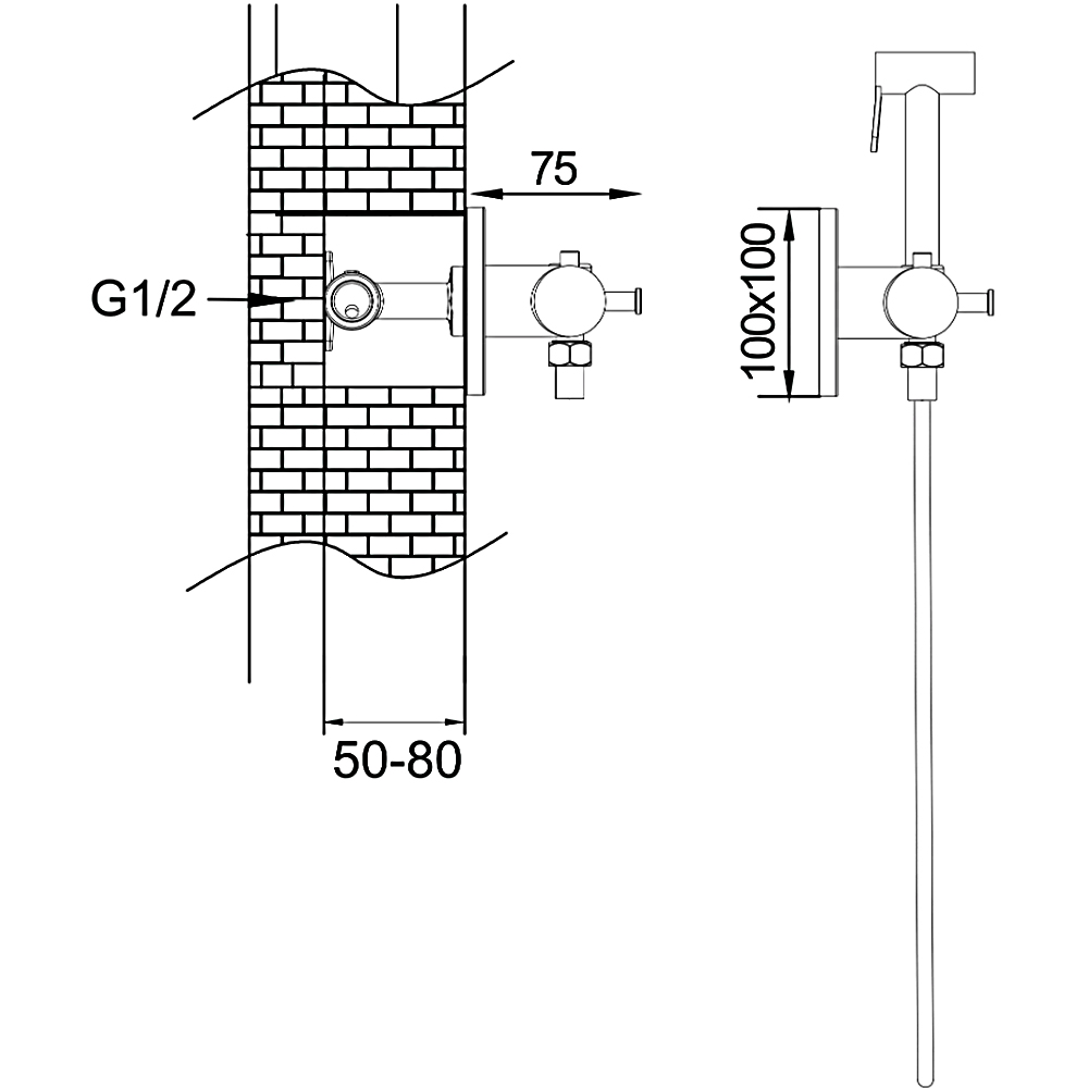 Гигиенический душ с термостатом Rose R915H, черный Гигиенический душ с термостатом Rose R915H, черный