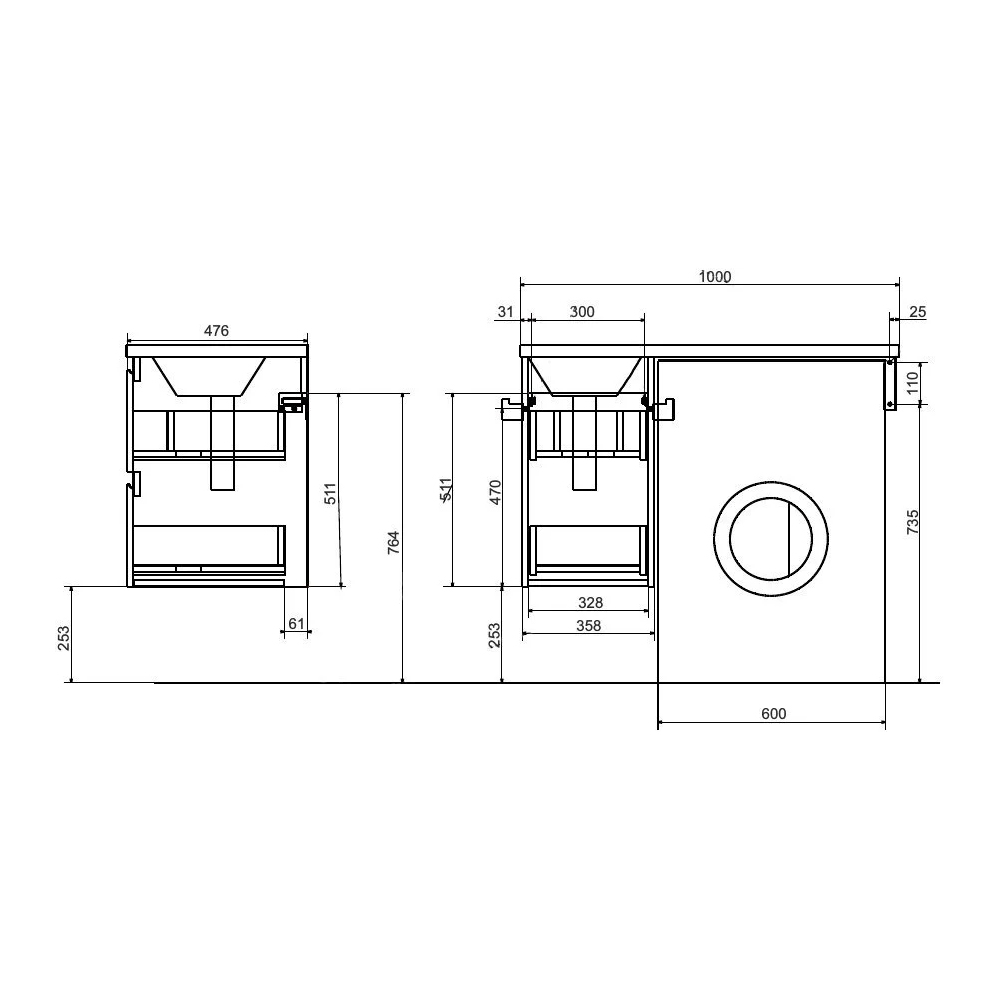 Тумба подвесная под умывальник Dallas Luxe 1000х482 2 ящика (ШхГхВ) 358х476х607 Тумба подвесная под умывальник Dallas Luxe 1000х482 2 ящика (ШхГхВ) 358х476х607