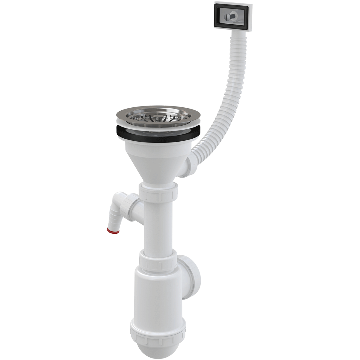 Сифон для мойки с нержавеющей peшeткой DN115, гофропереливом и штуцером Сифон для мойки с нержавеющей peшeткой DN115, гофропереливом и штуцером