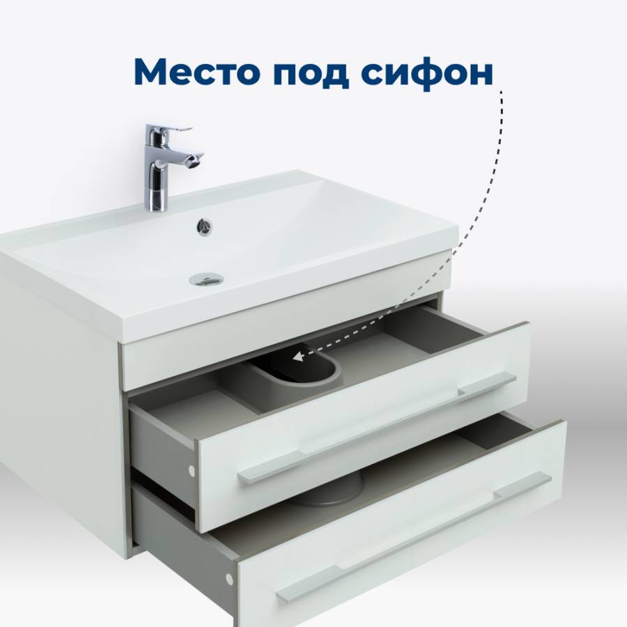 Тумба под раковину Aquanet Верона 75 белый (подвесная 2 ящика) Тумба под раковину Aquanet Верона 75 белый (подвесная 2 ящика)