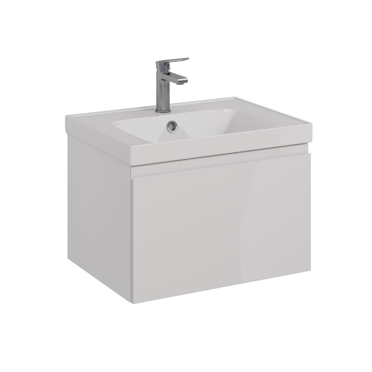 Тумба Lemark VEON MINI 60см под 1 раковину, подвесная,1 ящик, цвет корпуса, фасада: Белый глянец Тумба Lemark VEON MINI 60см под 1 раковину, подвесная,1 ящик, цвет корпуса, фасада: Белый глянец