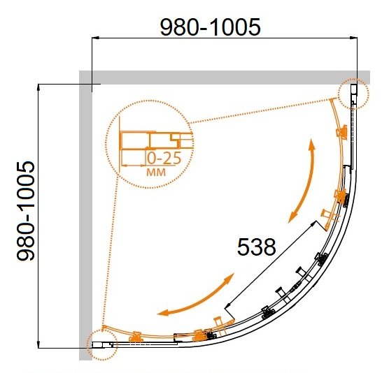 MOLVENO-R-2-100-C-Cr-IV Душевой уголок MOLVENO-R-2-100-C-Cr-IV Душевой уголок