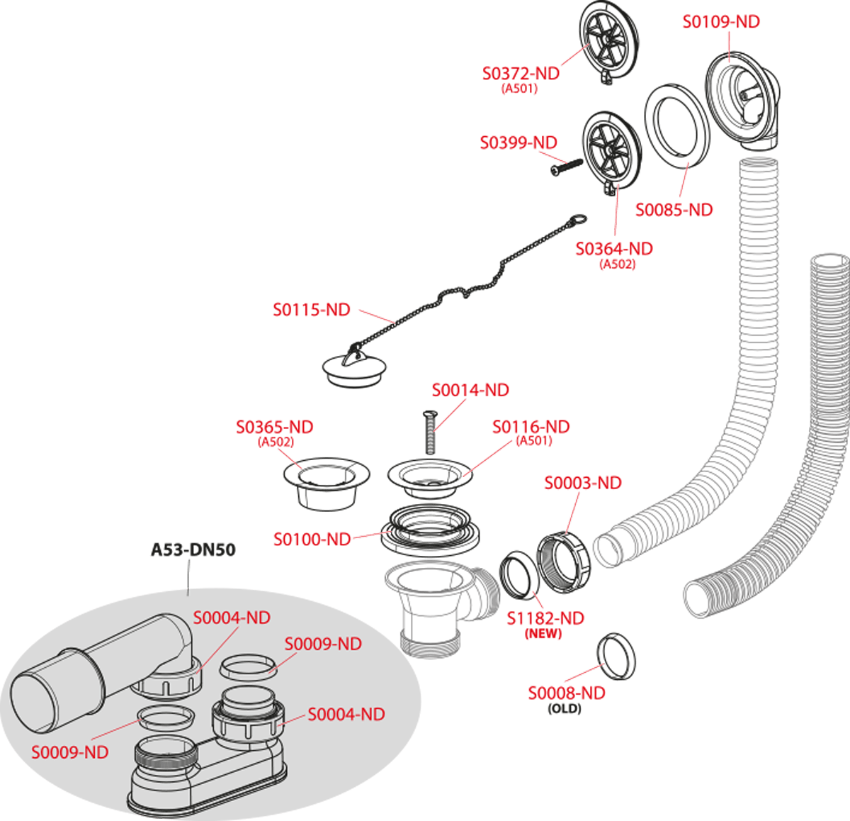 Сифон для ванны, белый Сифон для ванны, белый