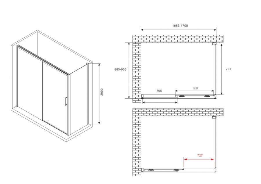 Душевой уголок ABBER Komfort AG93170-S92 Душевой уголок ABBER Komfort AG93170-S92